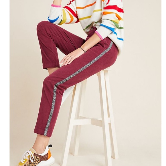 Anthro Sundry Leopard-Striped Corduroy Trousers - Picture 1 of 9